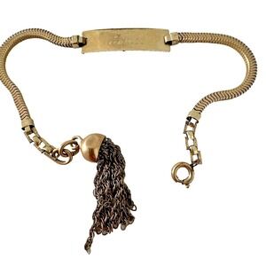 ACo ID Bracelet 1/20th 12k Gold Tassel Engraved JANET Filled 7" Vintage